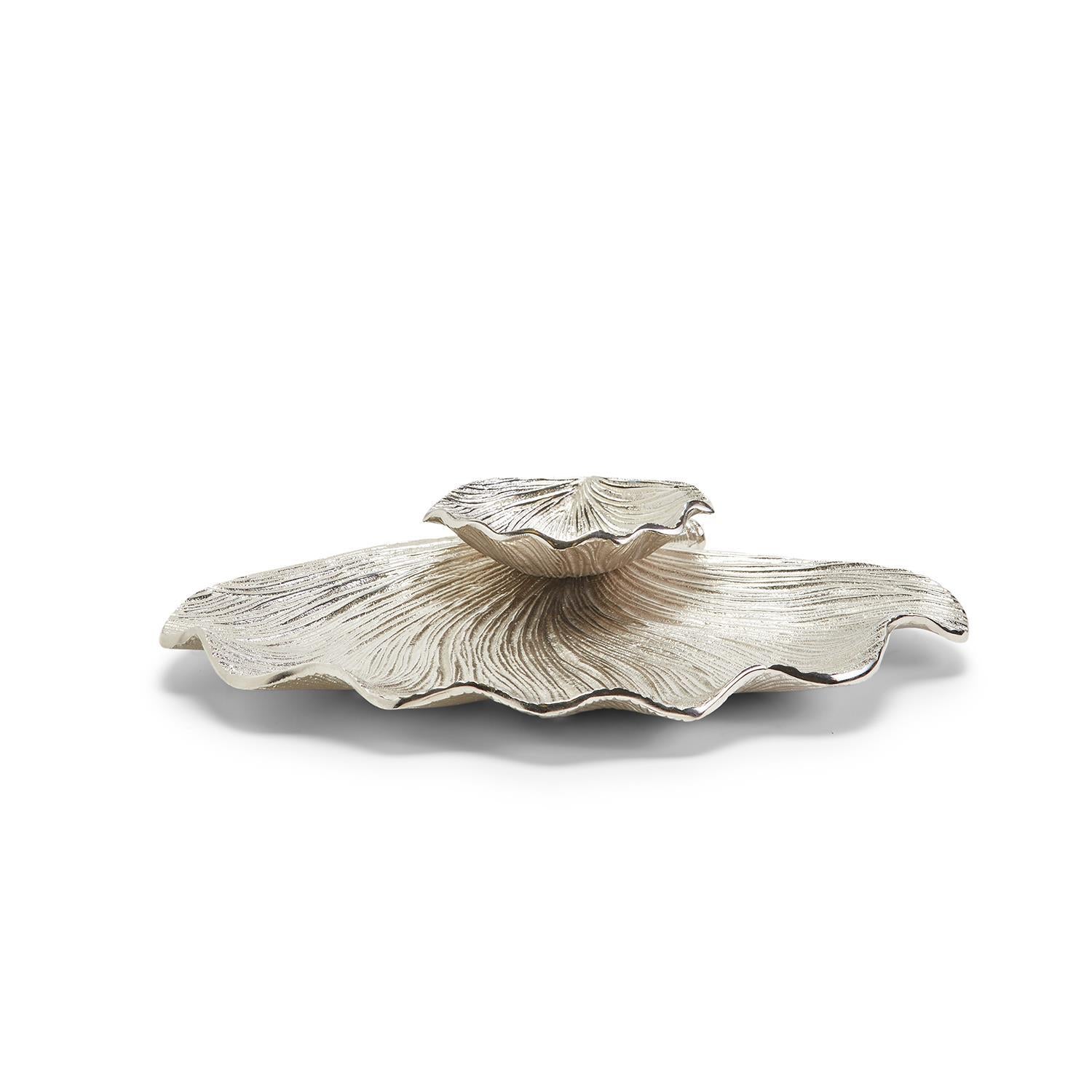 Clam Shaped Double Shell Dip Tray, Nickel Plated (Food Safe) - Aluminumh