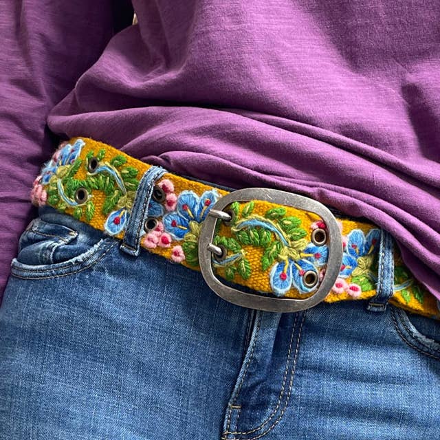 For Every Season Floral Embroidered Wool Belt