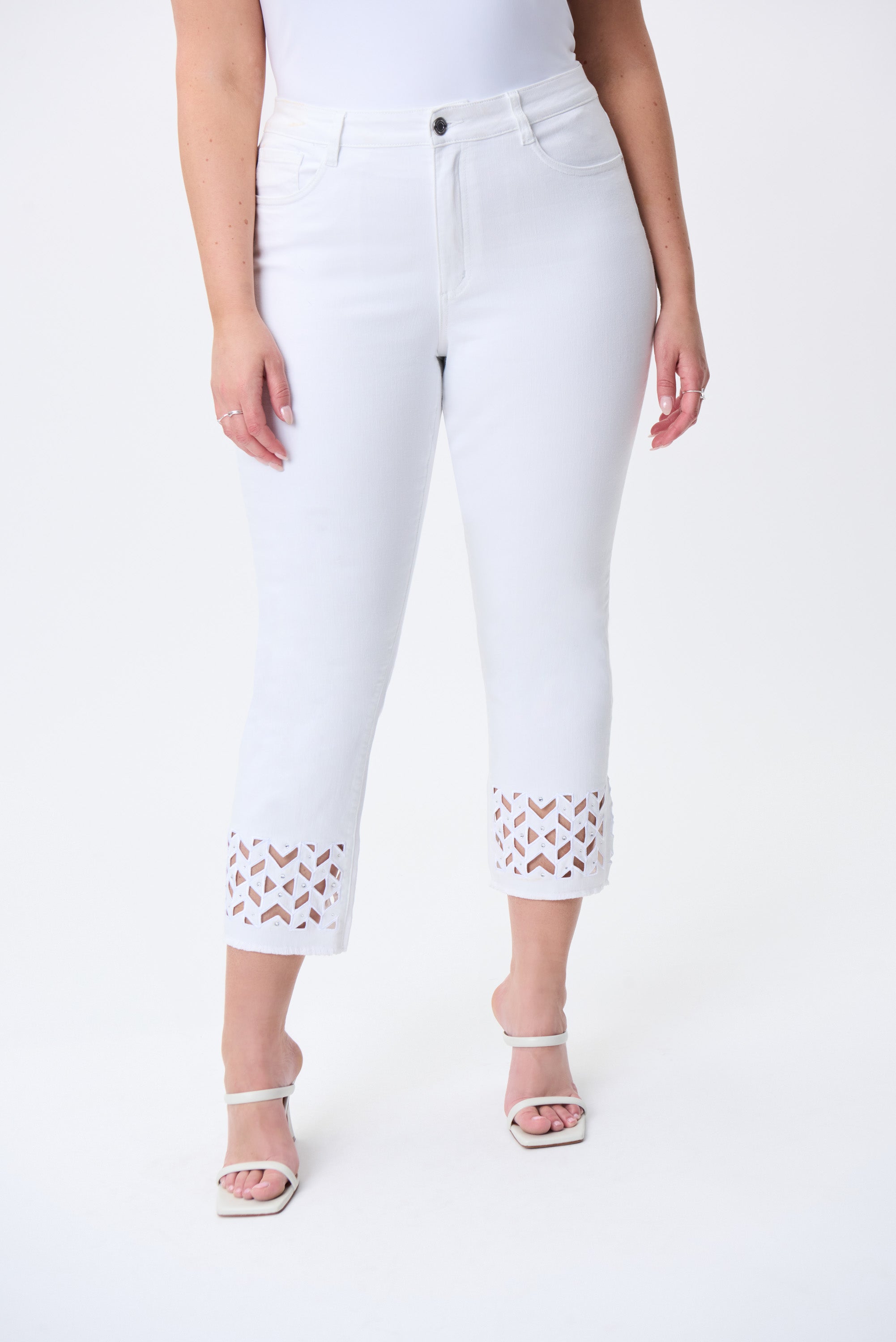 Lace & Embroidered Hem Jeans