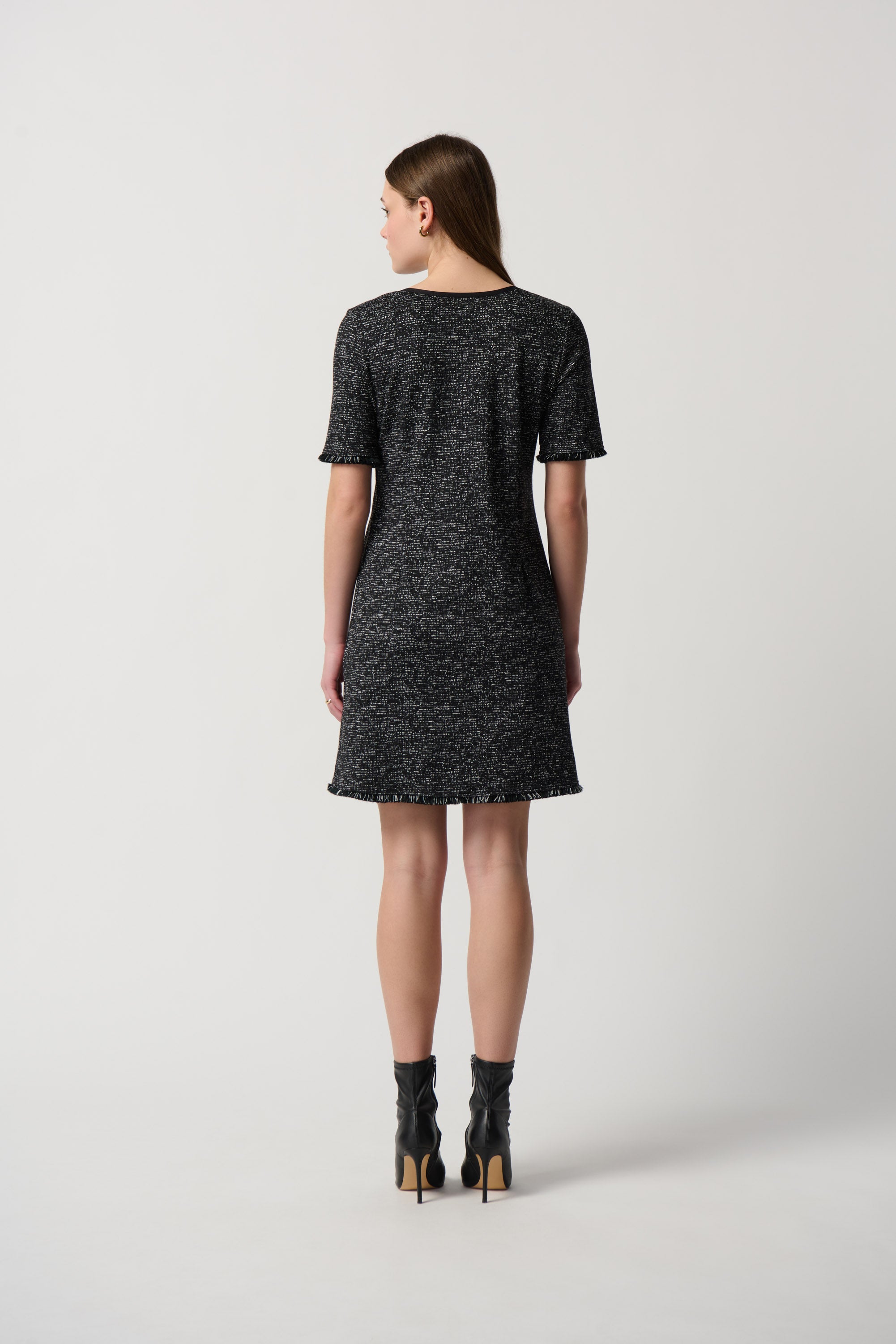 Jacquard Knit Dress With Fringe Detail-Joseph Ribkoff-Style 234157