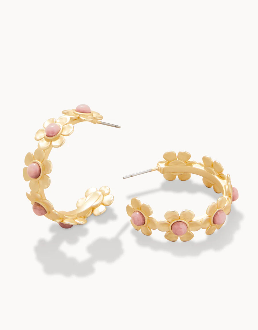 Primrose Hoop Earrings-Pink Rhondite