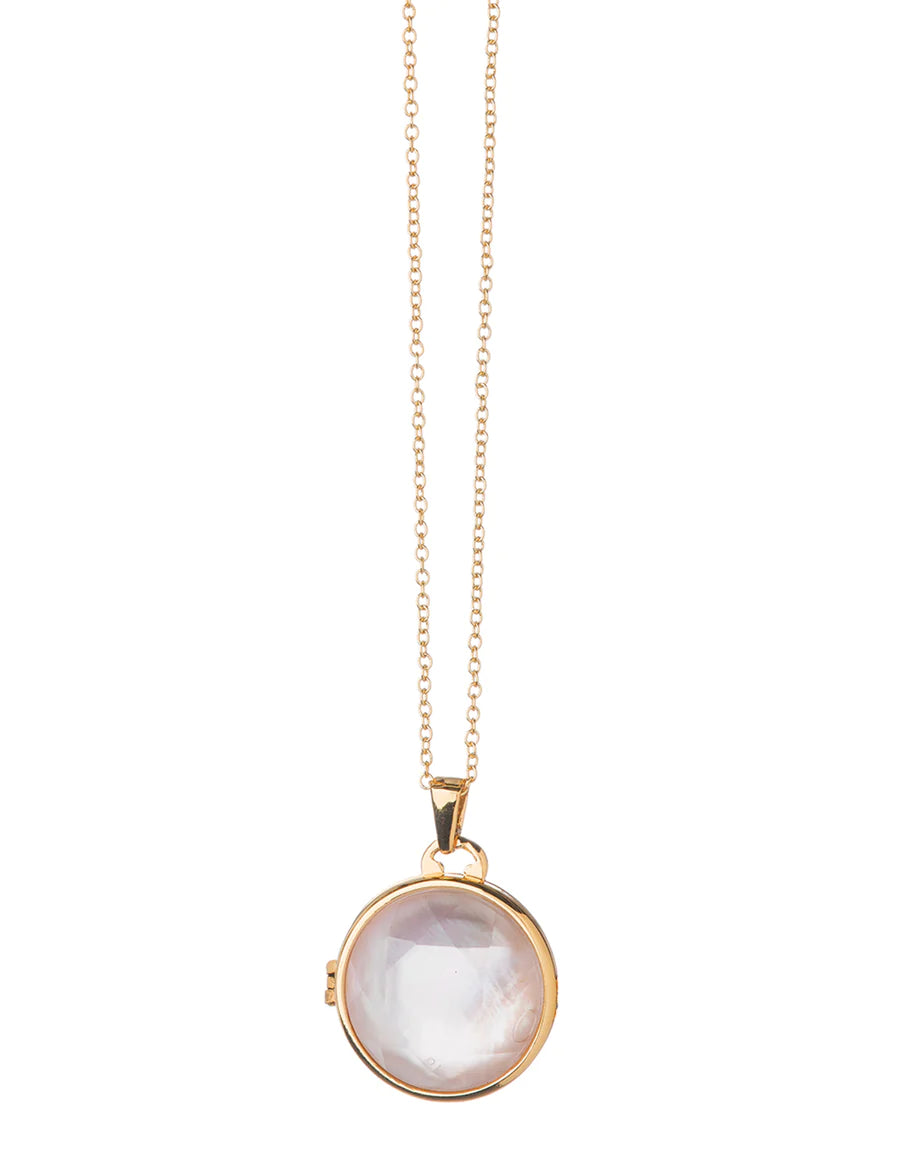 Classic Round Locket Necklace-Pearlescent