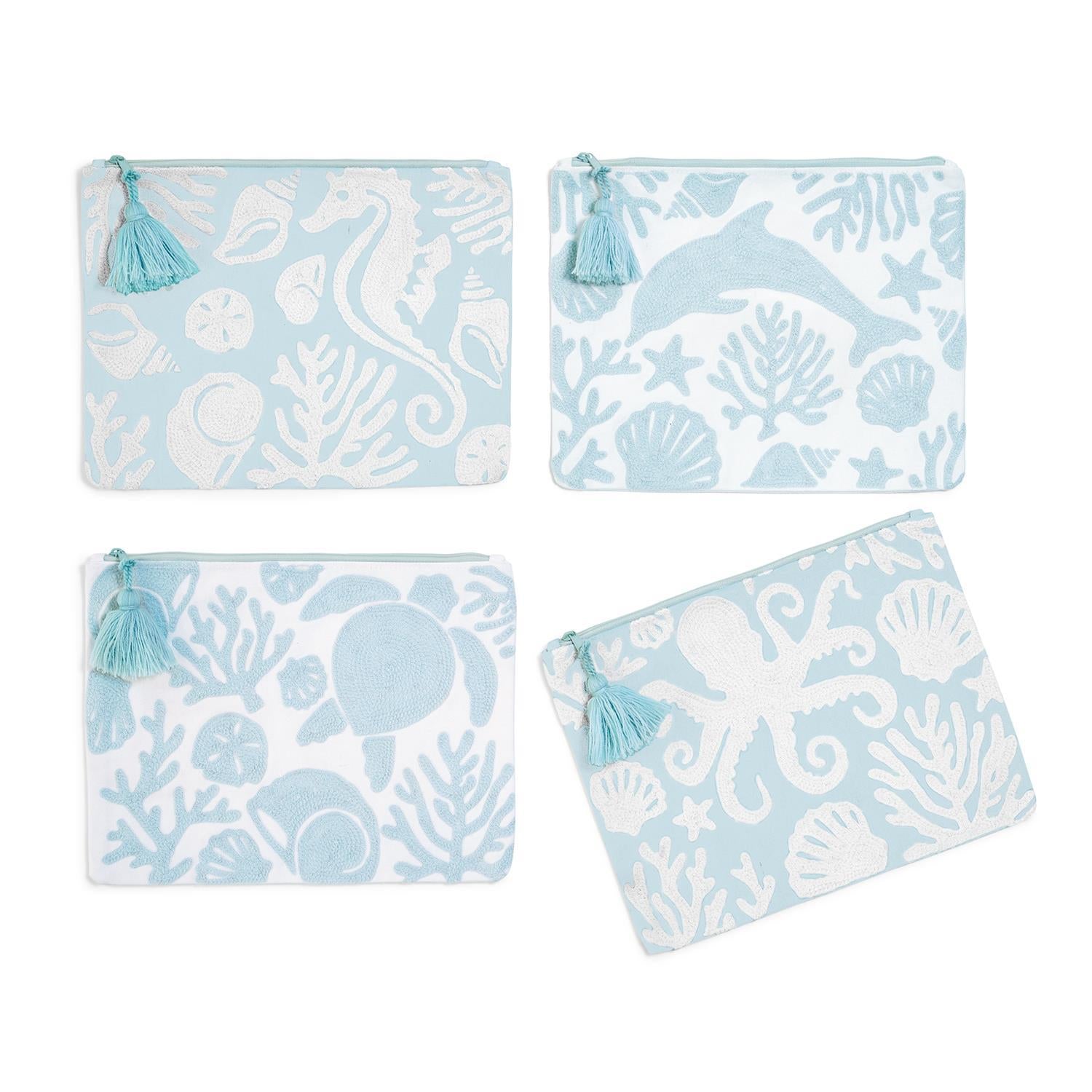 At the Shore Embroidered Multipurpose Pouch with Tassel