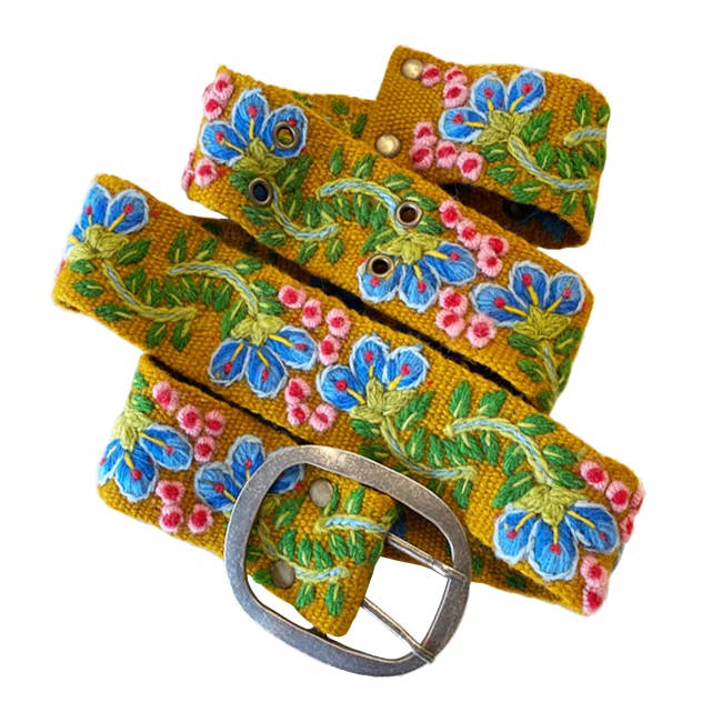 For Every Season Floral Embroidered Wool Belt