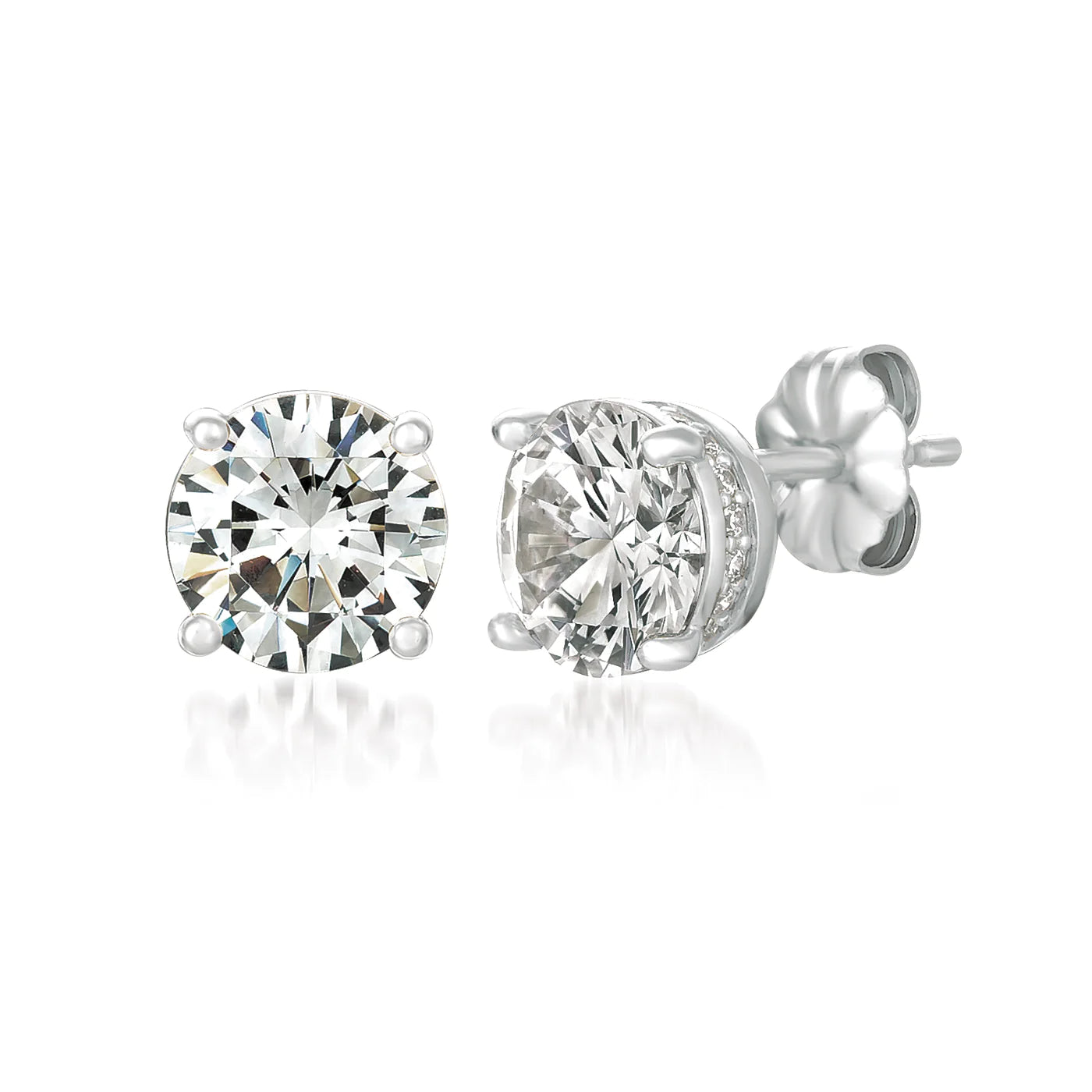 Royal Brilliant Cut Stud Earrings Finished in Pure Platinum