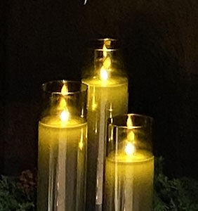 LED Flamless Candle Set Smoke Glass