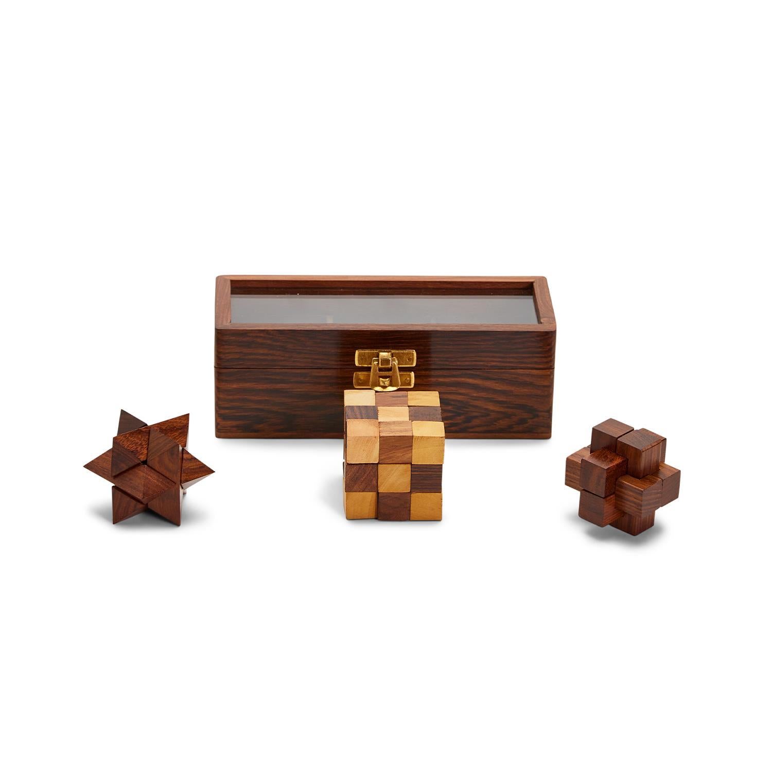 The Turf Club Set of 3 Puzzles in Hand-Crafted Storage Box Includes 3 Shapes